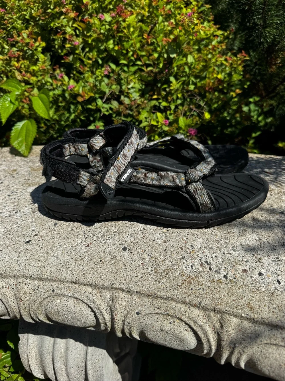 Teva Black Sandals with Multicolor Patterned Straps - Women’s Size 10